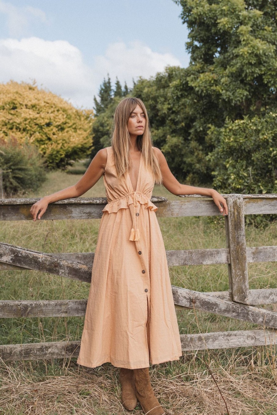 Women Hazel & Folk Dresses | Byron Bay Maxi Dress|Summer Tan