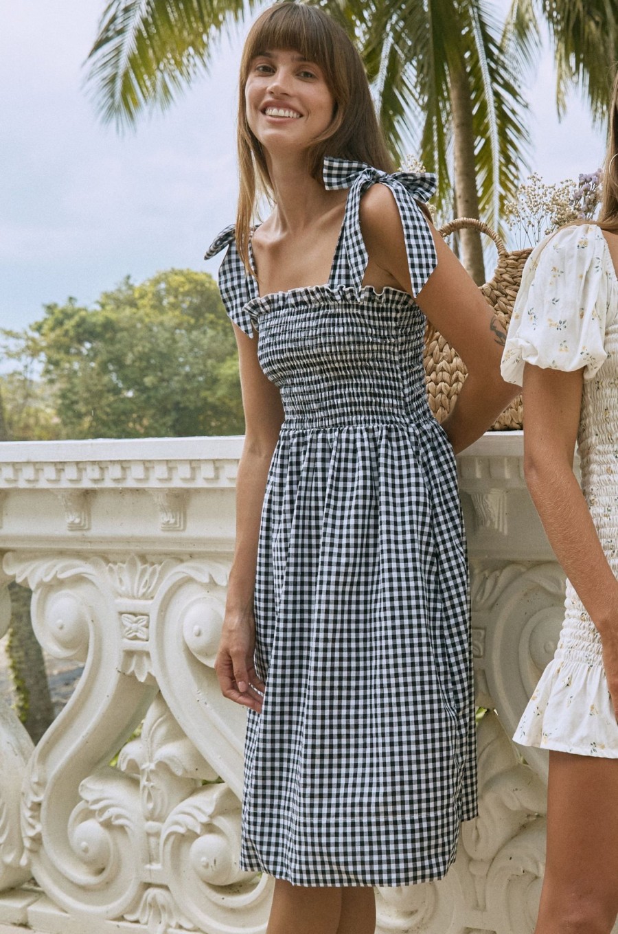 Women Hazel & Folk Dresses | Farrah Midi Dress|Black Gingham