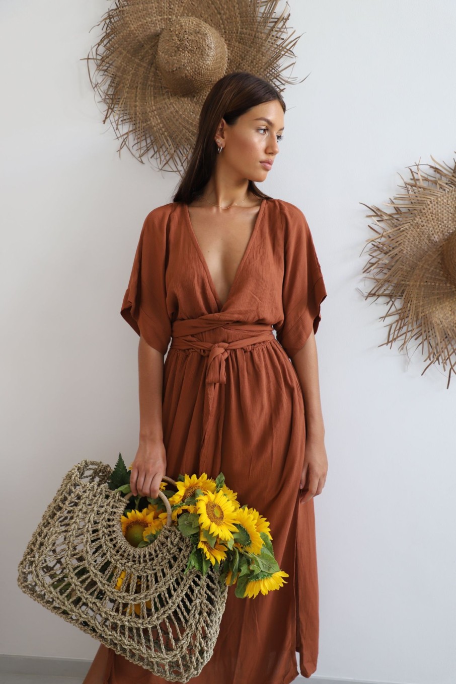 Women Hazel & Folk Dresses | Melody Maxi Dress|Cinnamon