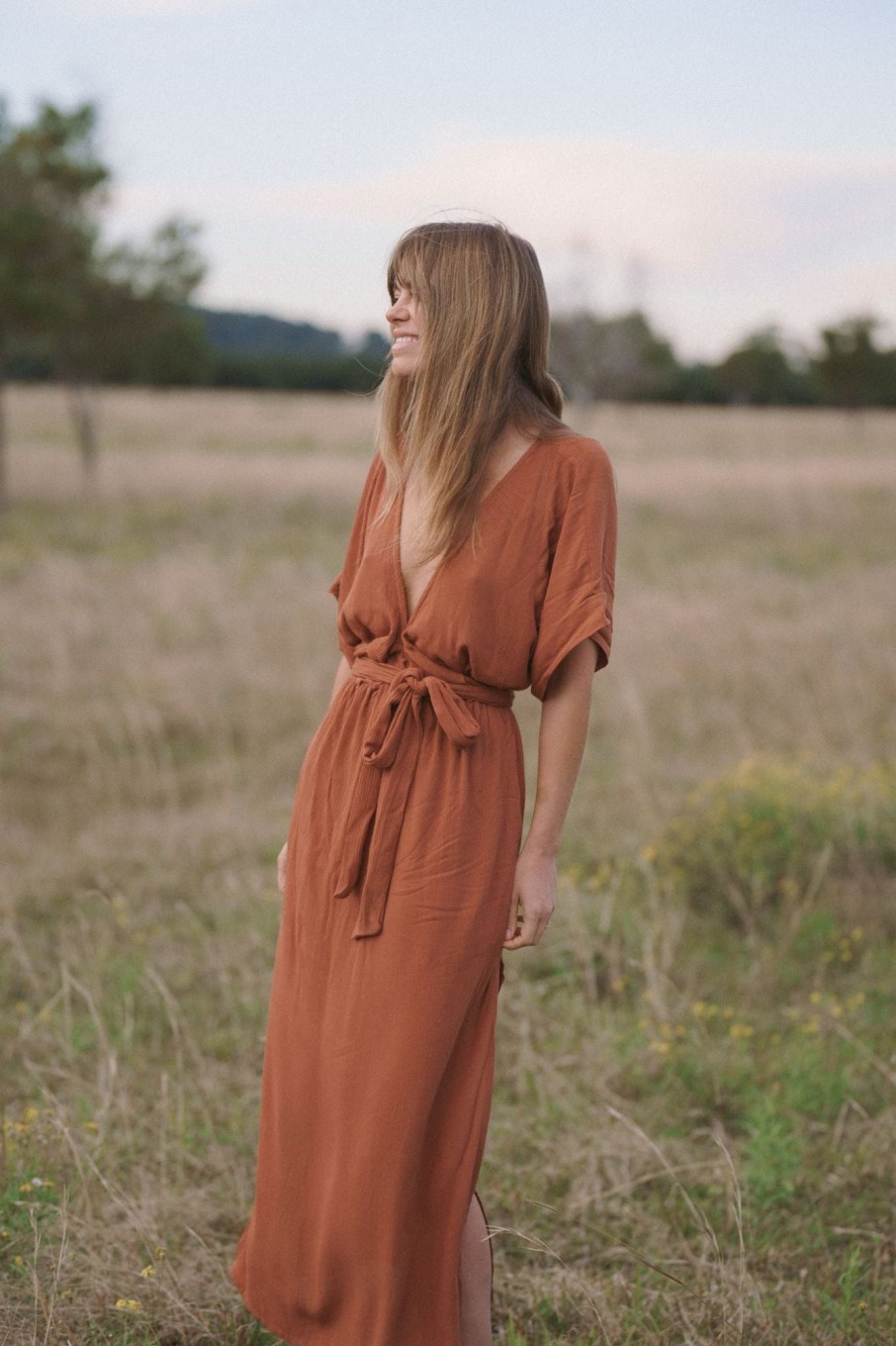 Women Hazel & Folk Dresses | Melody Maxi Dress|Cinnamon