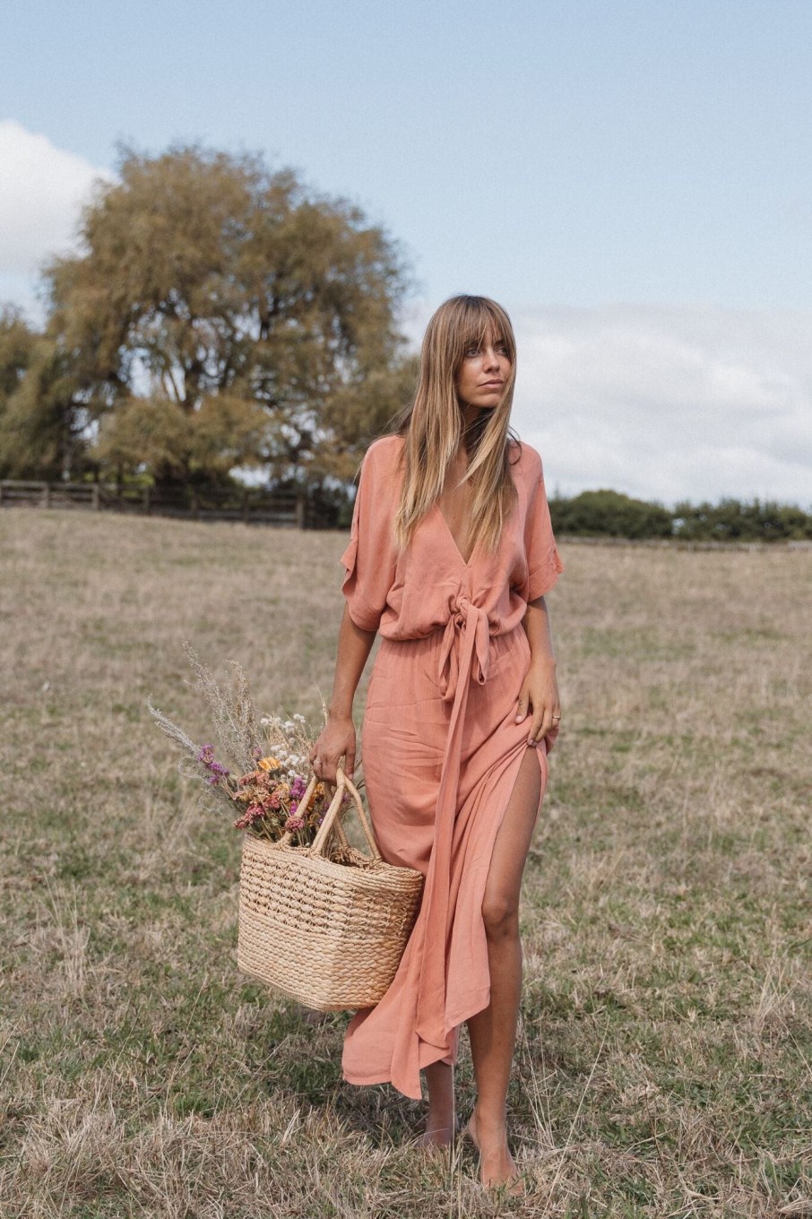 Women Hazel & Folk Bridesmaid | Melody Maxi Dress|Dusty Rose