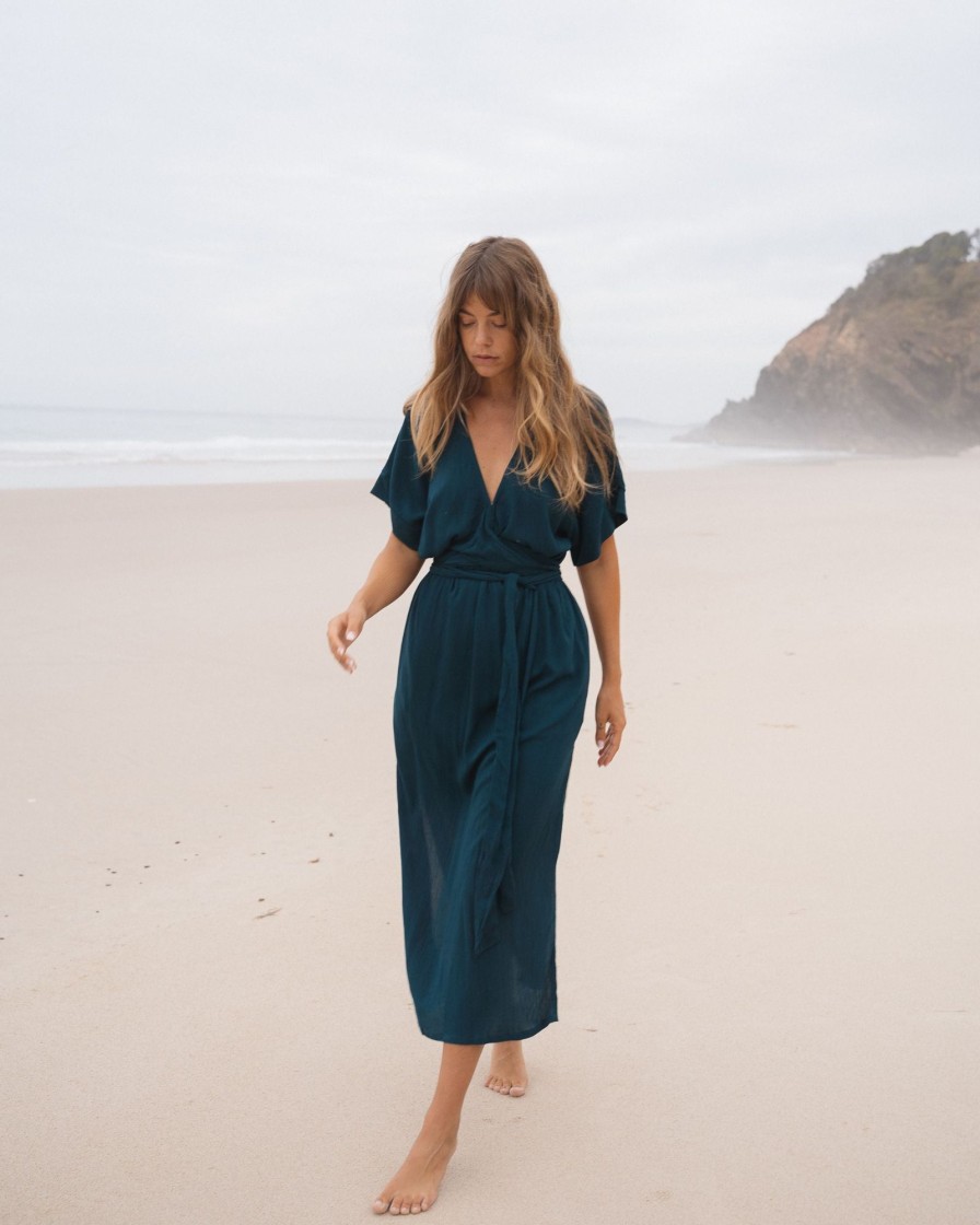 Women Hazel & Folk Bridesmaid | Melody Maxi Dress|Teal