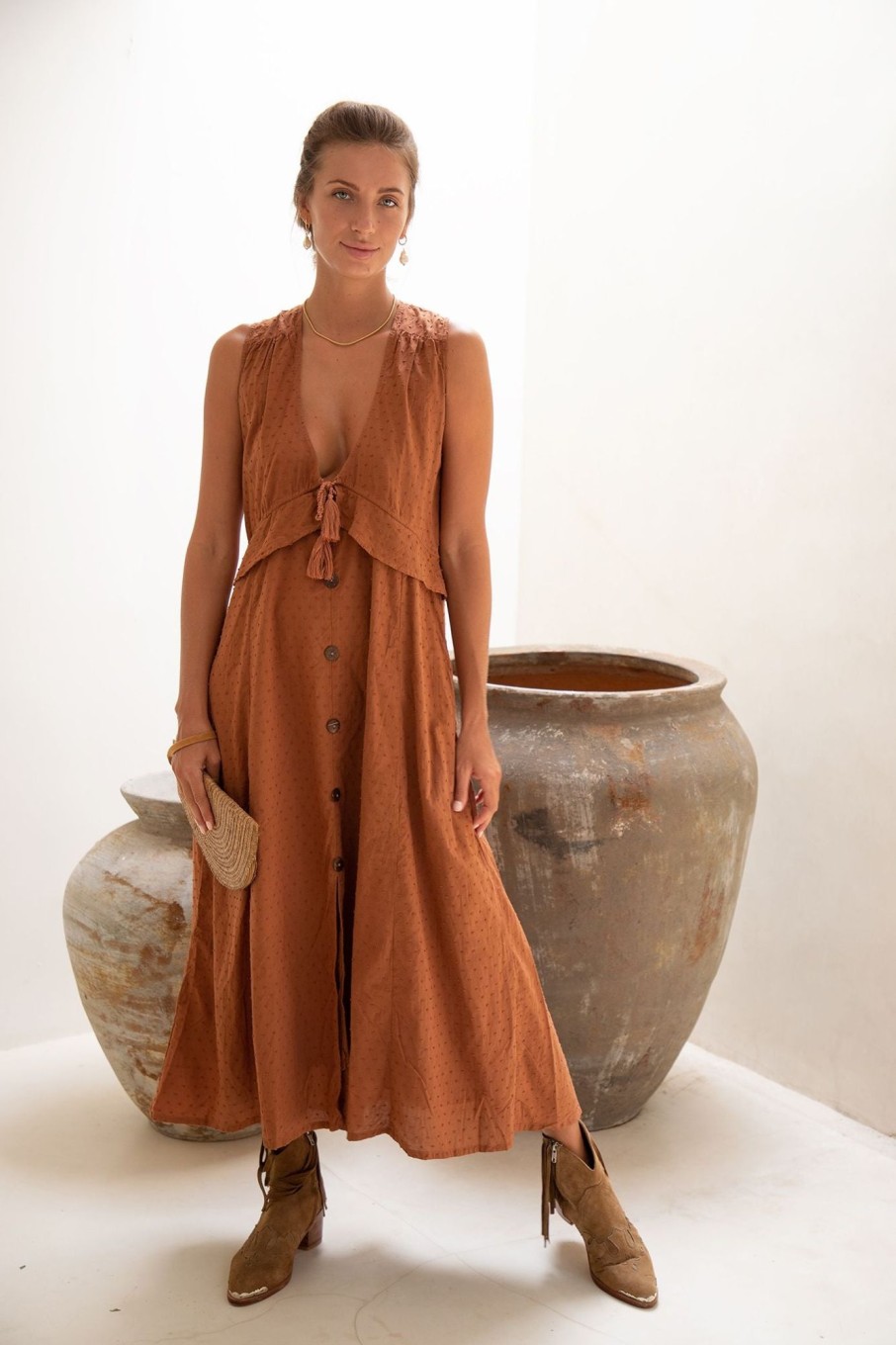 Women Hazel & Folk Dresses | Byron Maxi Dress|Cinnamon