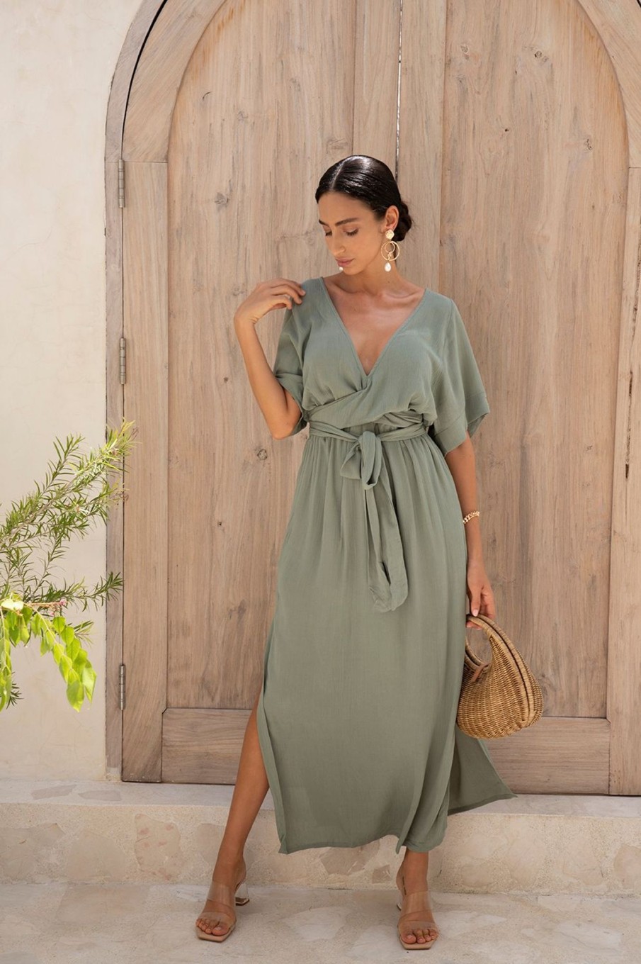 Women Hazel & Folk Bridesmaid | Melody Maxi Dress|Olive