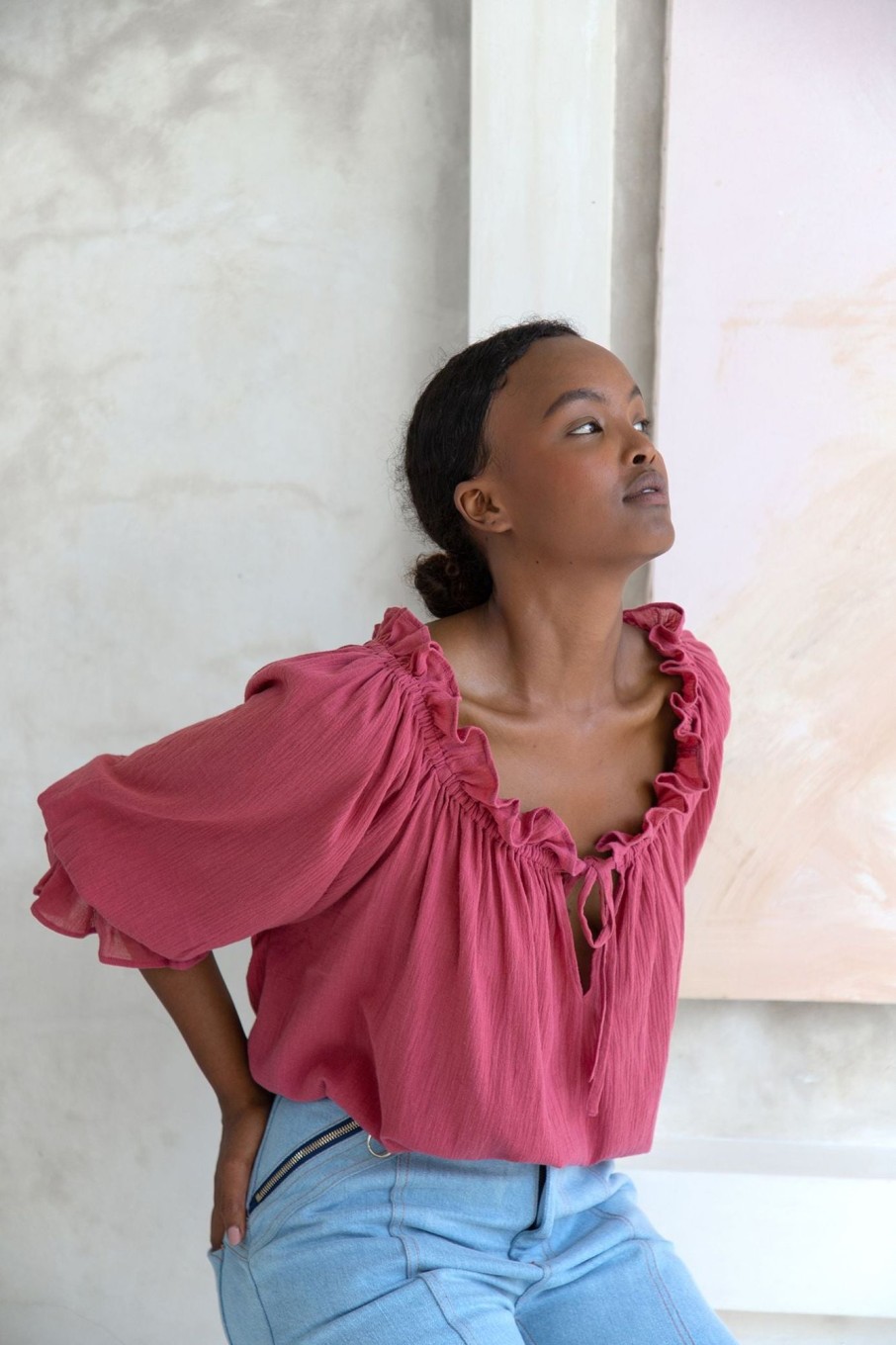 Women Hazel & Folk Tops | Emmaline Blouse|Rosa