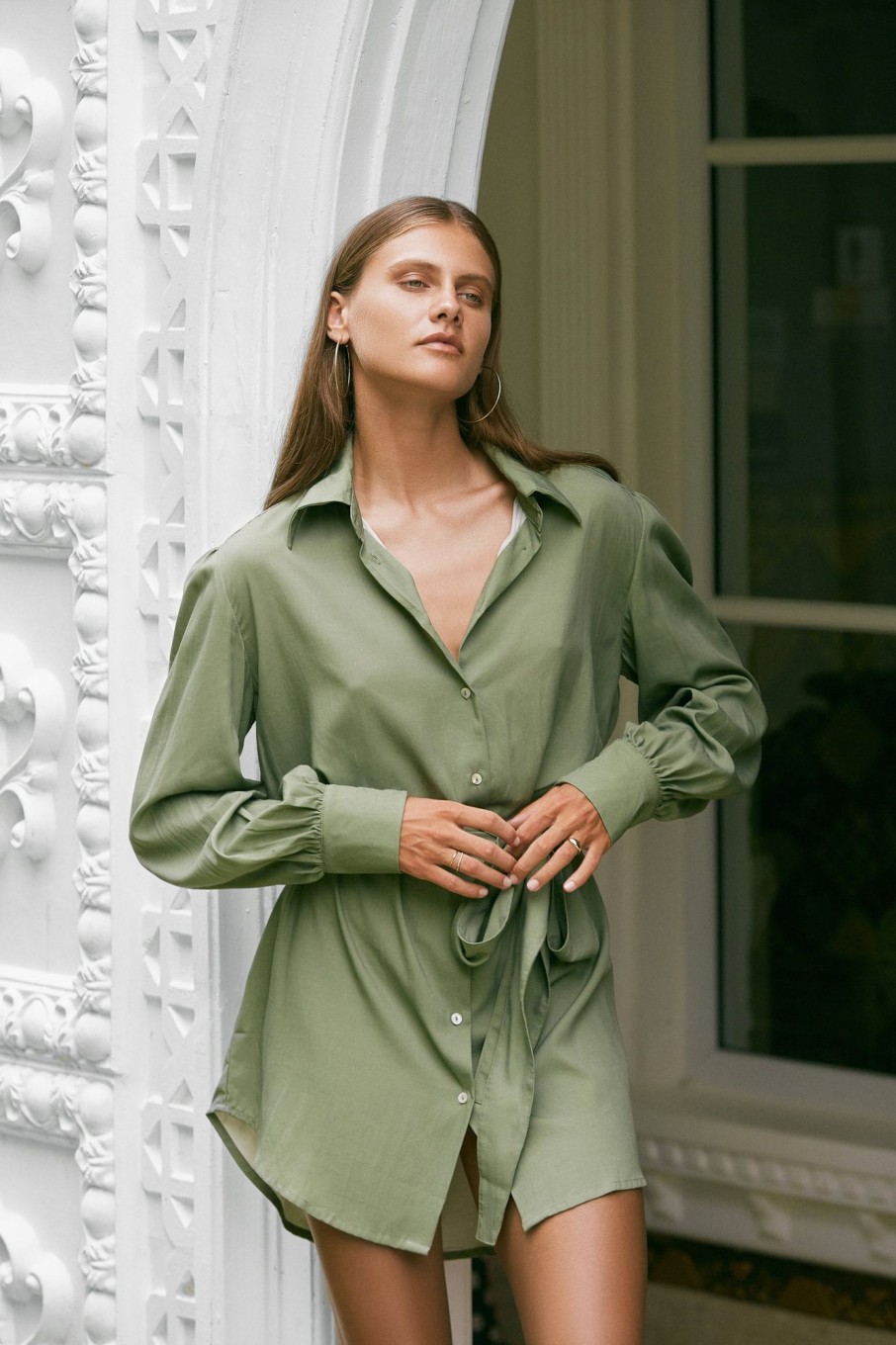 Women Hazel & Folk Dresses | Sienna Shirt Dress|Olive