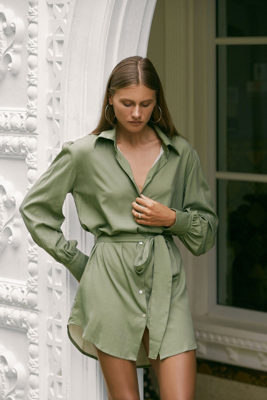 Women Hazel & Folk Dresses | Sienna Shirt Dress|Olive