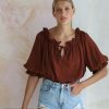 Women Hazel & Folk Tops | Emmaline Blouse|Espresso