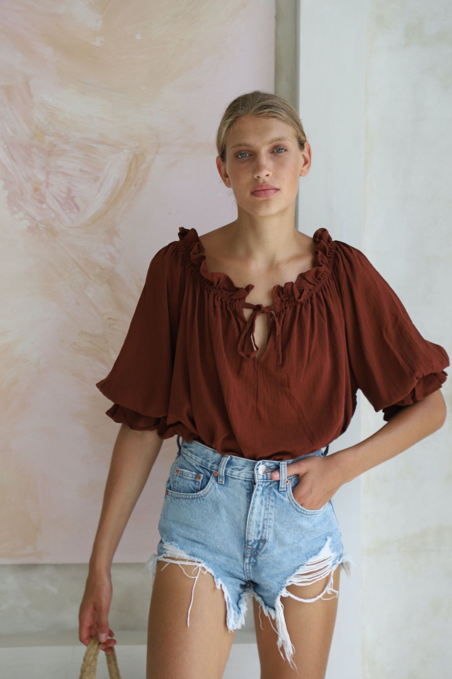 Women Hazel & Folk Tops | Emmaline Blouse|Espresso