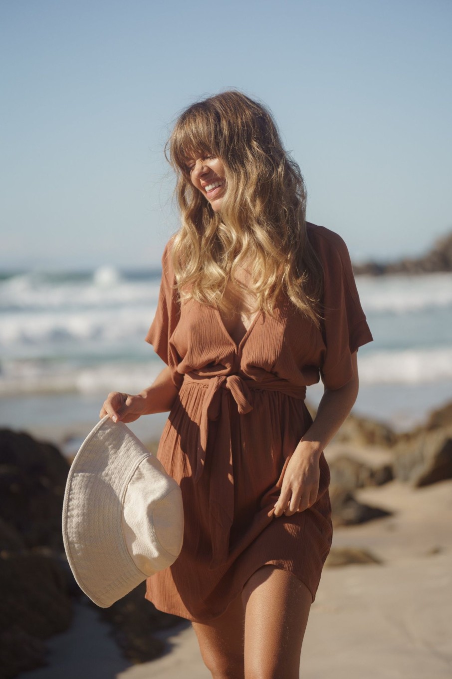 Women Hazel & Folk Dresses | Melody Mini Dress|Cinnamon